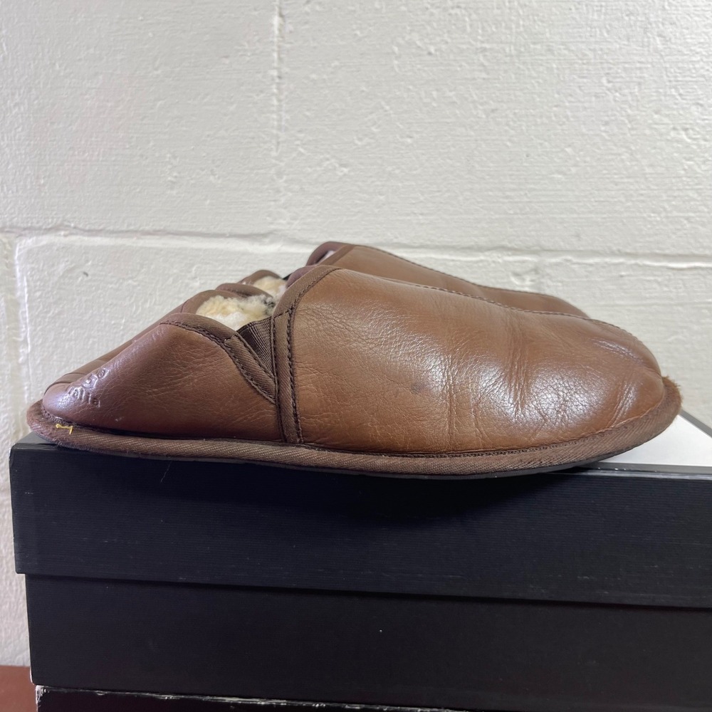 UGG Australia Scuff Romeo II Slippers Brown Leather Shearling Slip On Men's 13
